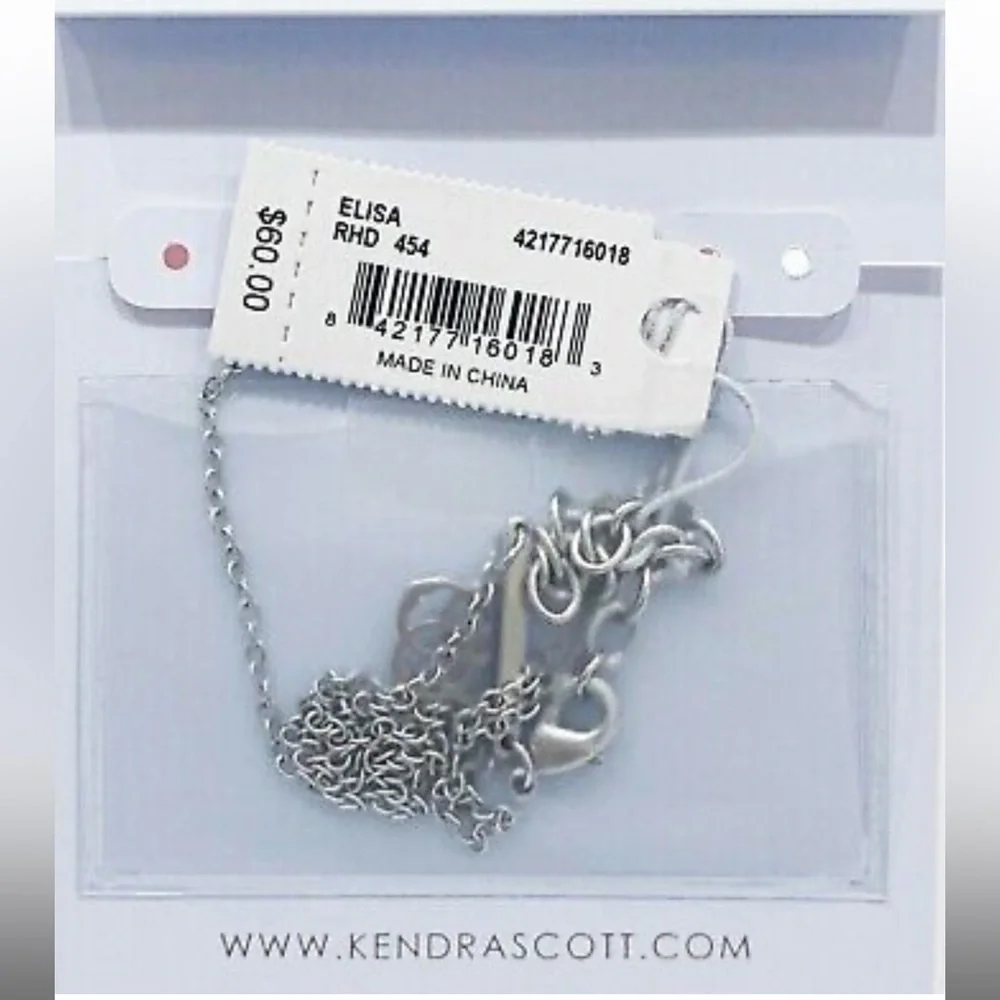 Authentic KENDRA SCOTT Elisa 454 Rhodium Necklace Abalone Shell Pendant - Picture 5 of 5